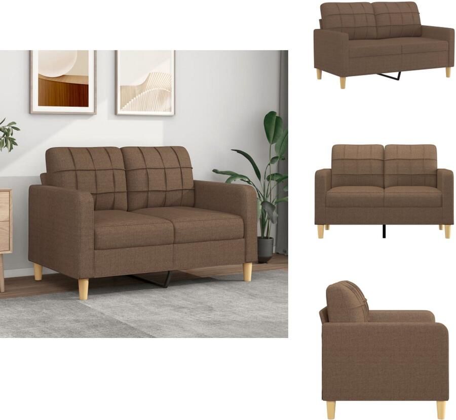 VidaXL 2-zitsbank 2-zitsbanken Bank Tweezitsbank 120 cm stof bruin