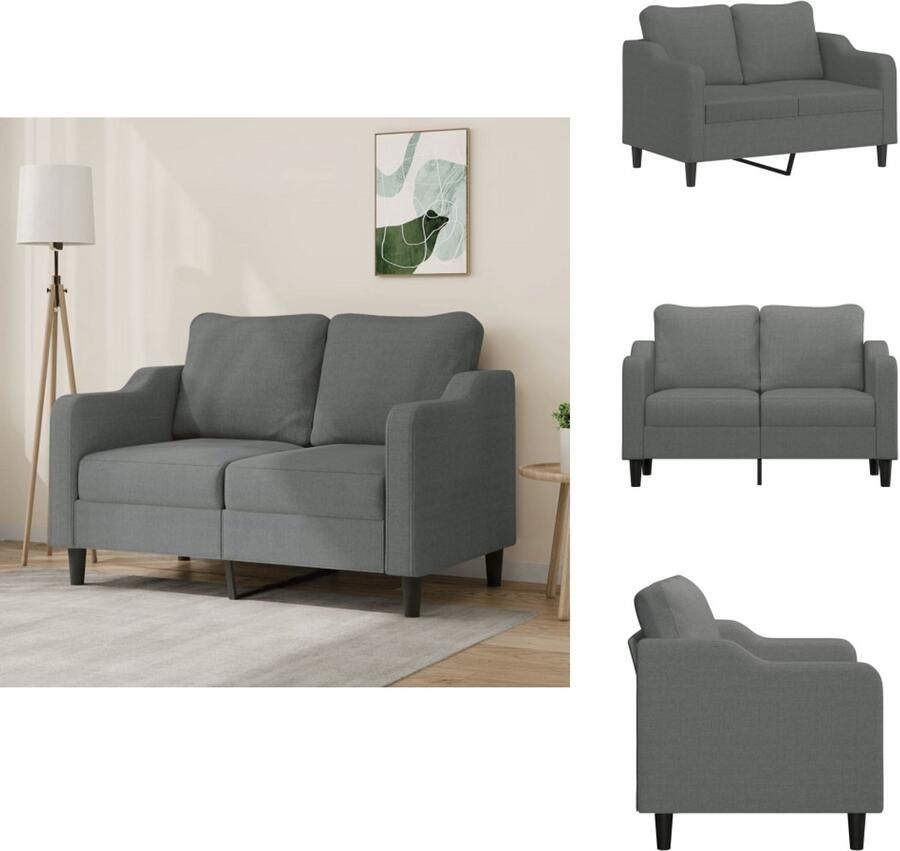 VidaXL 2-zitsbank 2-zitsbanken Bank Tweezitsbank 120 cm stof donkergrijs