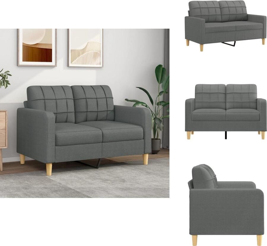 VidaXL 2-zitsbank 2-zitsbanken Bank Tweezitsbank 120 cm stof donkergrijs