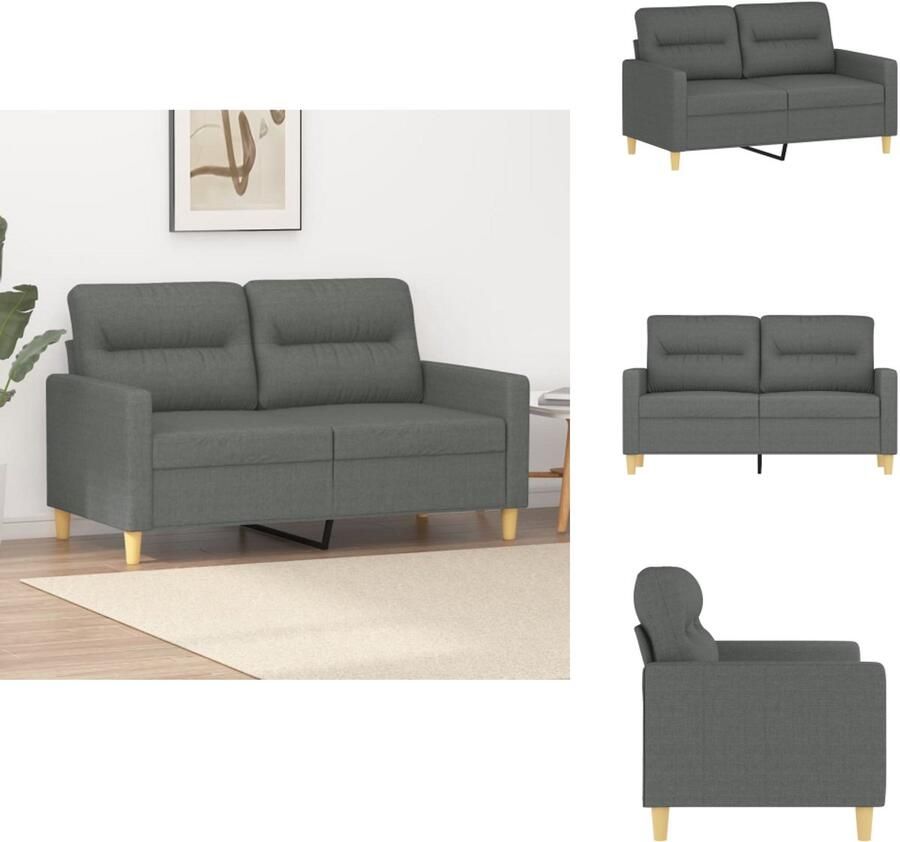 VidaXL 2-zitsbank 2-zitsbanken Bank Tweezitsbank 120 cm stof donkergrijs