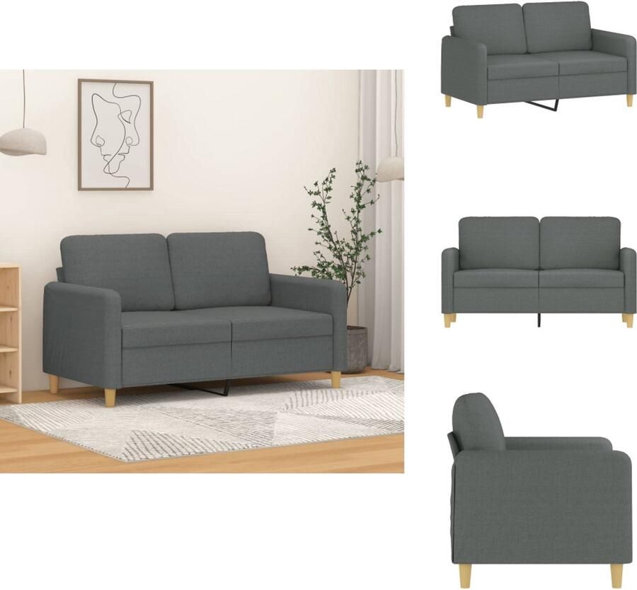 VidaXL 2-zitsbank 2-zitsbanken Bank Tweezitsbank 120 cm stof donkergrijs