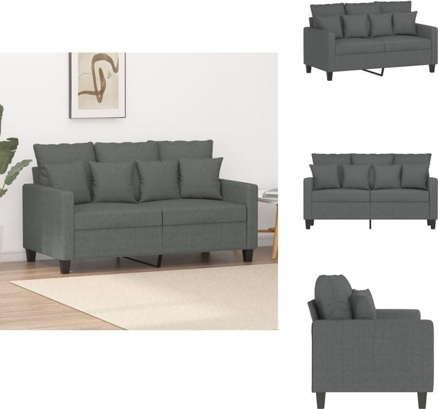 VidaXL 2-zitsbank 2-zitsbanken Bank Tweezitsbank 120 cm stof donkergrijs