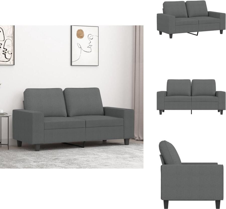 VidaXL 2-zitsbank 2-zitsbanken Bank Tweezitsbank 120 cm stof donkergrijs - Foto 2