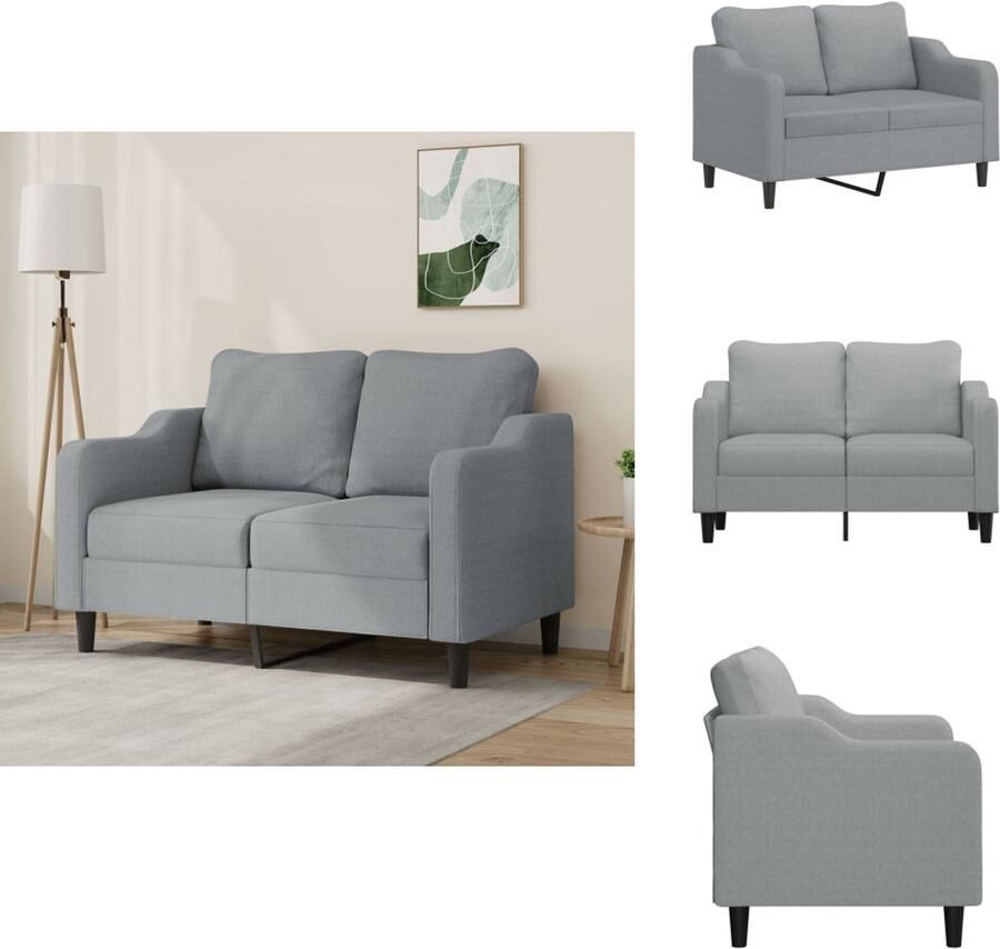 VidaXL 2-zitsbank 2-zitsbanken Bank Tweezitsbank 120 cm stof lichtgrijs - Foto 3