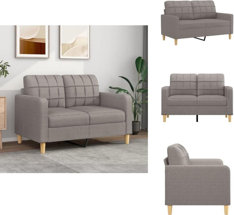 VidaXL 2-zitsbank 2-zitsbanken Bank Tweezitsbank 120 cm stof taupe - Foto 2
