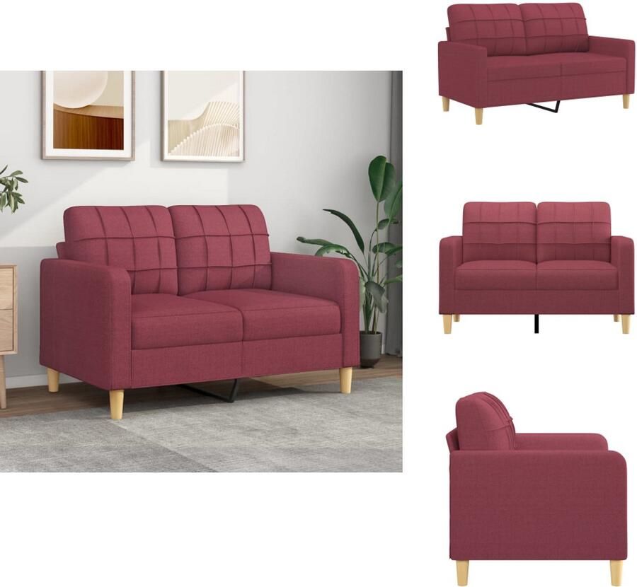 VidaXL -Tweezitsbank-120-cm-stof-wijnrood