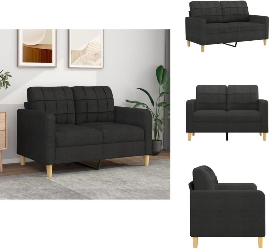 VidaXL 2-zitsbank 2-zitsbanken Bank Tweezitsbank 120 cm stof zwart