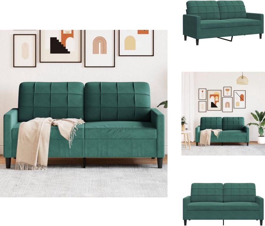 VidaXL 2-zitsbank 2-zitsbanken Bank Tweezitsbank 140 cm fluweel donkergroen