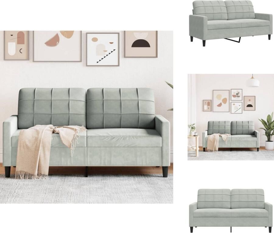 VidaXL 2-zitsbank 2-zitsbanken Bank Tweezitsbank 140 cm fluweel lichtgrijs - Foto 2