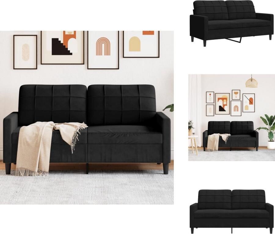 VidaXL 2-zitsbank 2-zitsbanken Bank Tweezitsbank 140 cm fluweel zwart