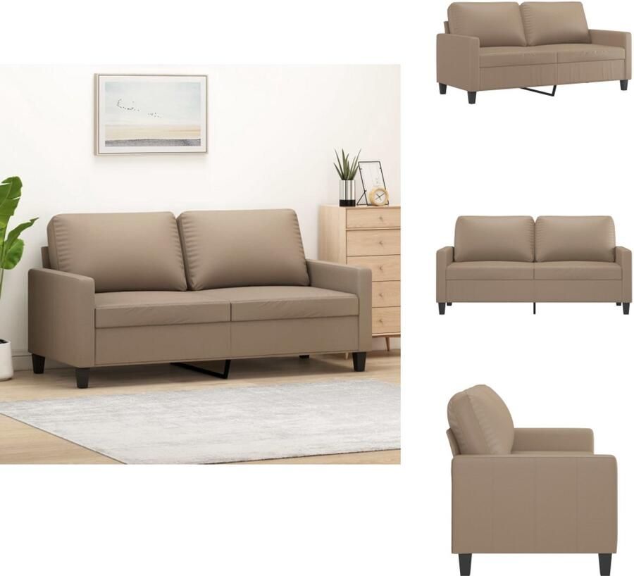 VidaXL -Tweezitsbank-140-cm-kunstleer-cappuccinokleurig - Foto 2