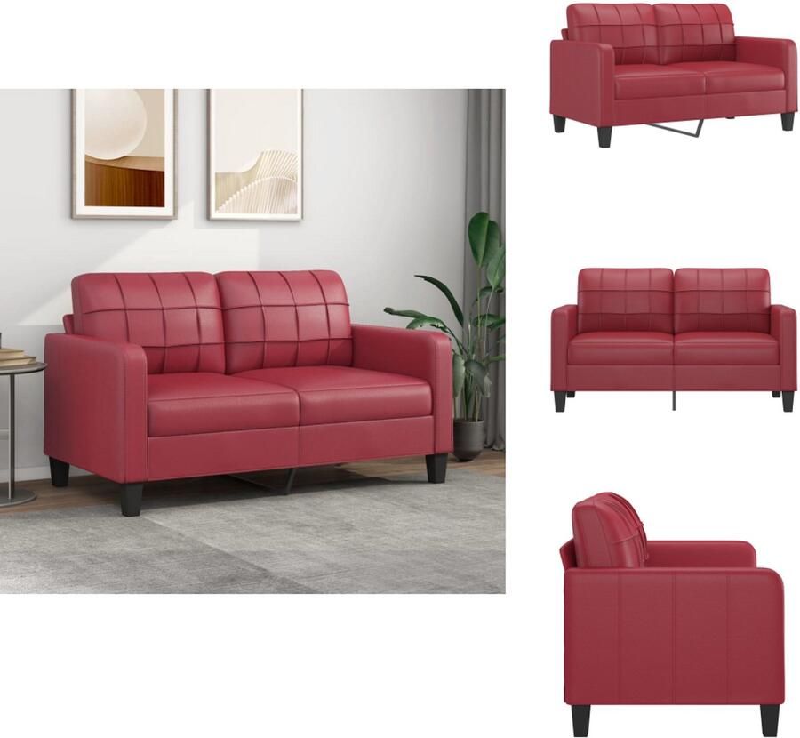 VidaXL 2-zitsbank 2-zitsbanken Bank Tweezitsbank 140 cm kunstleer wijnrood