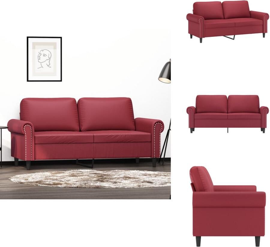 VidaXL 2-zitsbank 2-zitsbanken Bank Tweezitsbank 140 cm kunstleer wijnrood