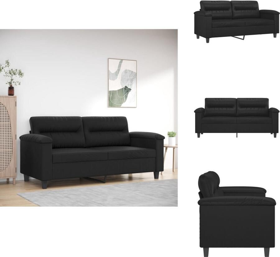 The Living Store 2-zitsbank zwarte kunstleer 170 x 77 x 80 cm Comfortabele zitervaring Tweezitsbank Zitzitting Salontafel Lederlook Zwarte Meubels - Foto 3