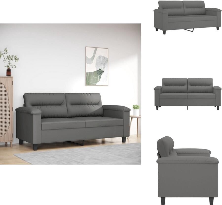 VidaXL 2-zitsbank 2-zitsbanken Bank Tweezitsbank 140 cm microvezelstof donkergrijs