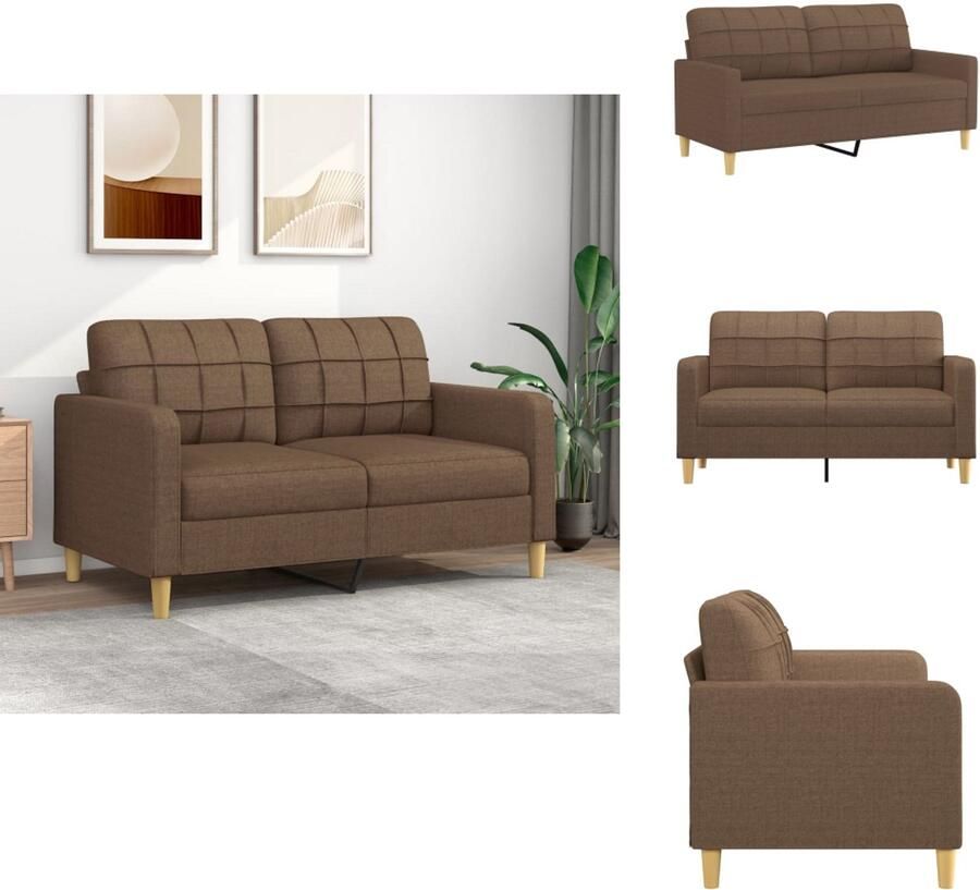 VidaXL 2-zitsbank 2-zitsbanken Bank Tweezitsbank 140 cm stof bruin