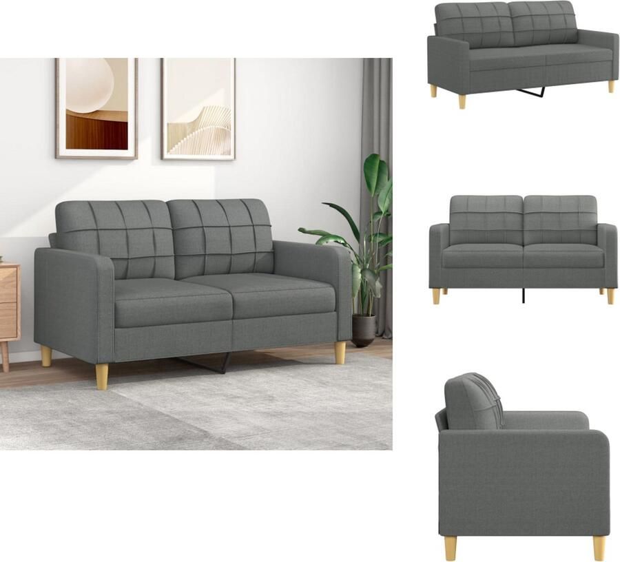 VidaXL 2-zitsbank 2-zitsbanken Bank Tweezitsbank 140 cm stof donkergrijs