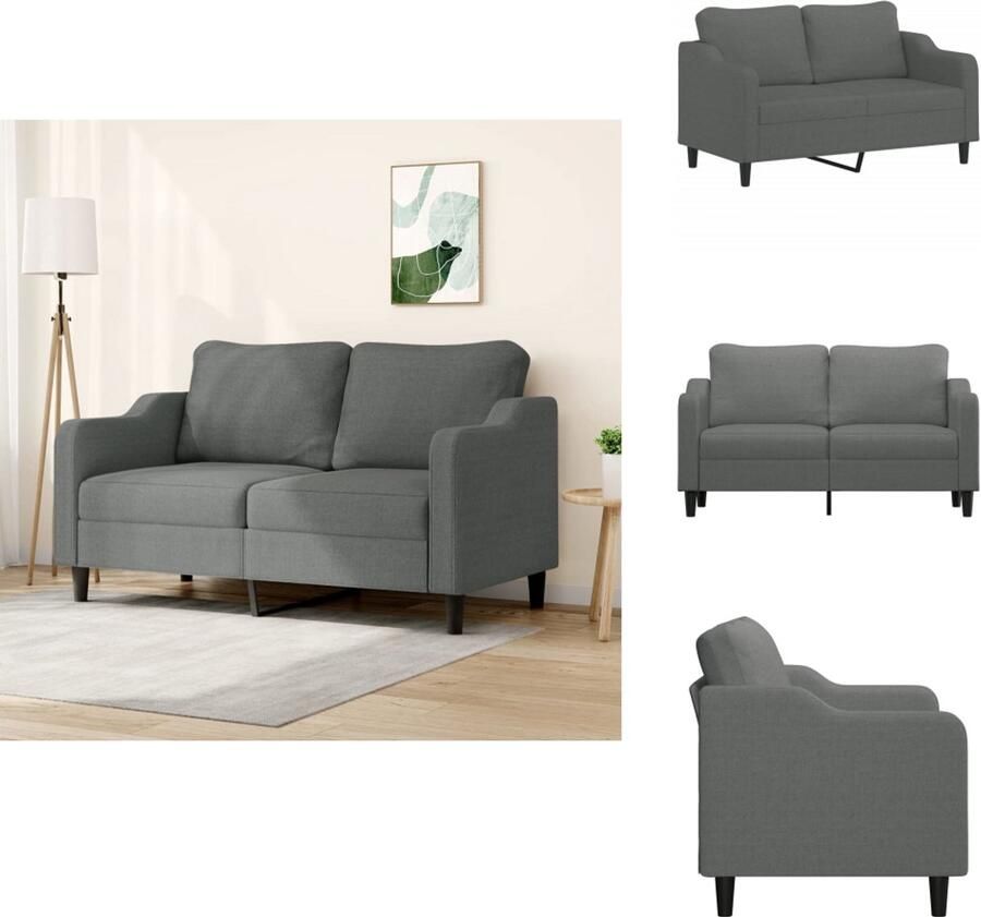 VidaXL 2-zitsbank 2-zitsbanken Bank Tweezitsbank 140 cm stof donkergrijs