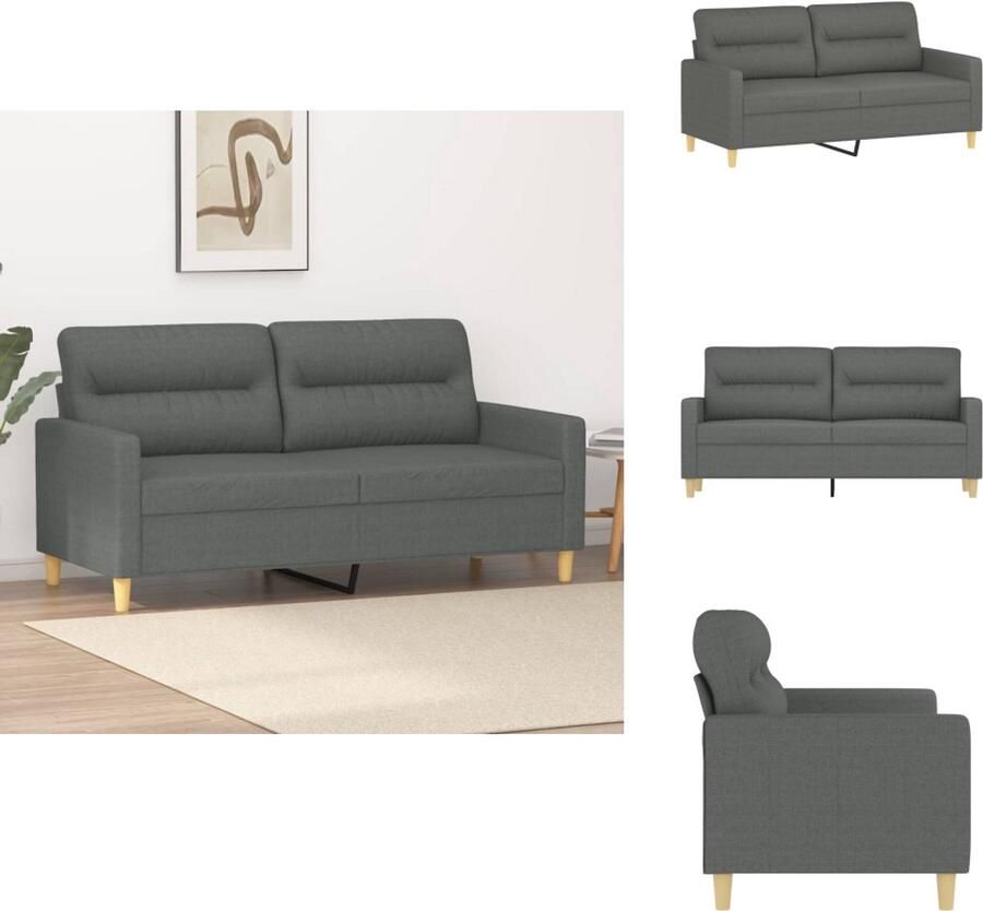 VidaXL 2-zitsbank 2-zitsbanken Bank Tweezitsbank 140 cm stof donkergrijs - Foto 3