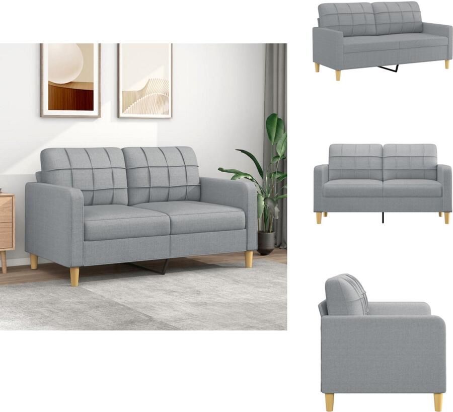 VidaXL 2-zitsbank 2-zitsbanken Bank Tweezitsbank 140 cm stof lichtgrijs - Foto 3