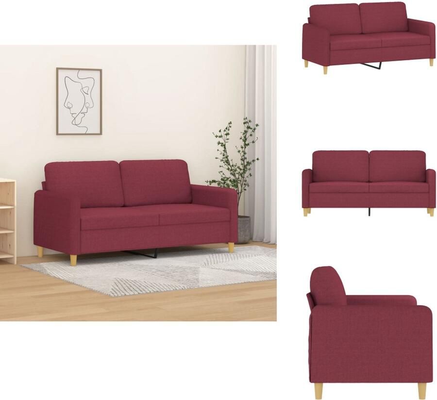 VidaXL 2-zitsbank 2-zitsbanken Bank Tweezitsbank 140 cm stof wijnrood