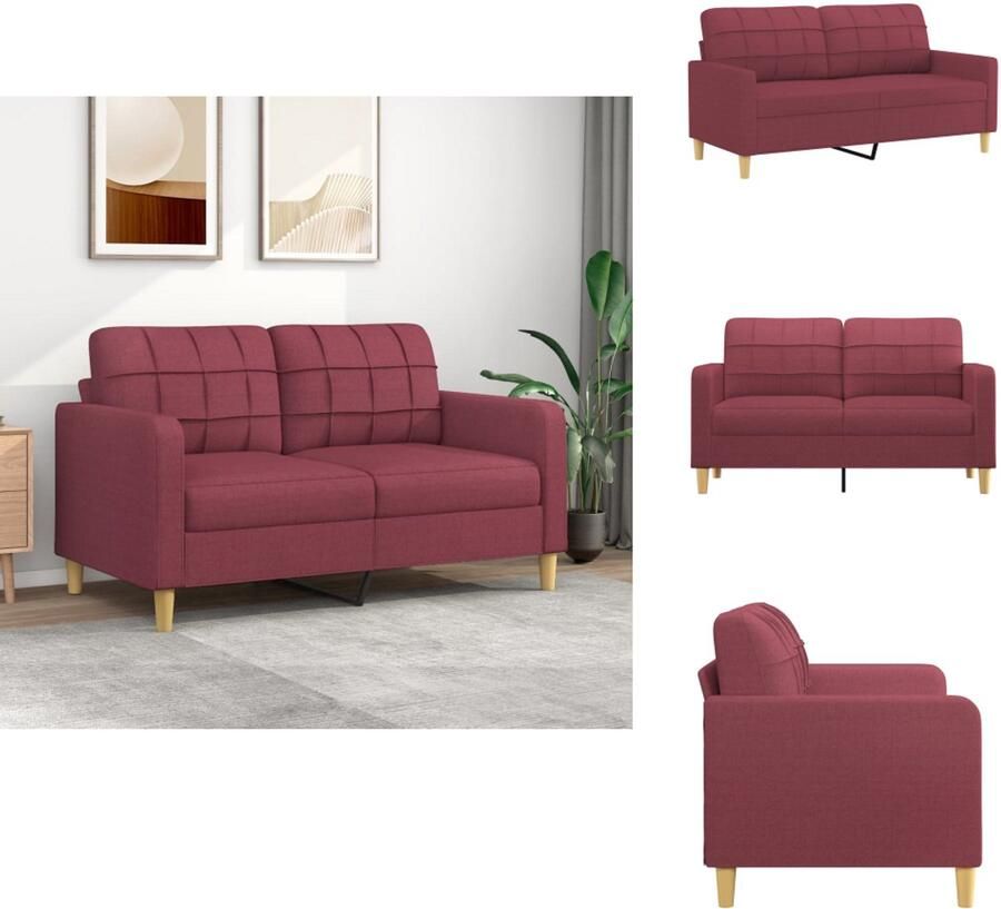 VidaXL 2-zitsbank 2-zitsbanken Bank Tweezitsbank 140 cm stof wijnrood