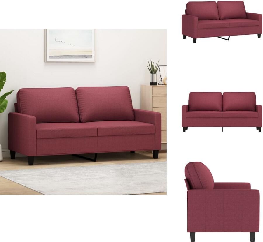 VidaXL 2-zitsbank 2-zitsbanken Bank Tweezitsbank 140 cm stof wijnrood