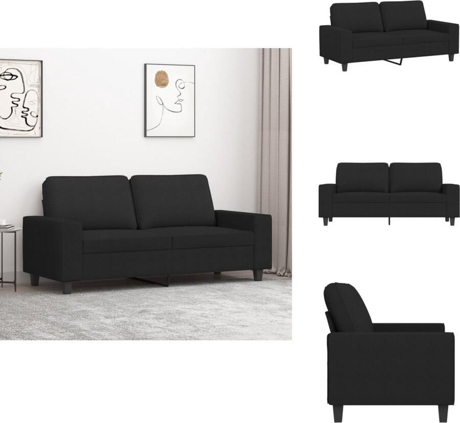 VidaXL 2-zitsbank 2-zitsbanken Bank Tweezitsbank 140 cm stof zwart