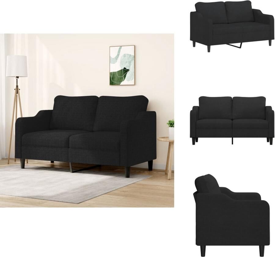 VidaXL 2-zitsbank 2-zitsbanken Bank Tweezitsbank 140 cm stof zwart