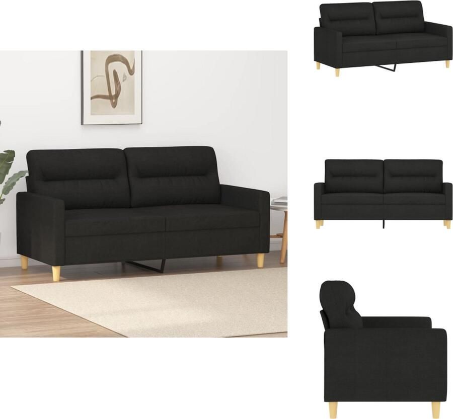 VidaXL 2-zitsbank 2-zitsbanken Bank Tweezitsbank 140 cm stof zwart