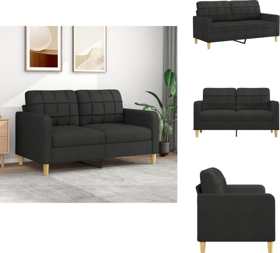 VidaXL 2-zitsbank 2-zitsbanken Bank Tweezitsbank 140 cm stof zwart - Foto 3