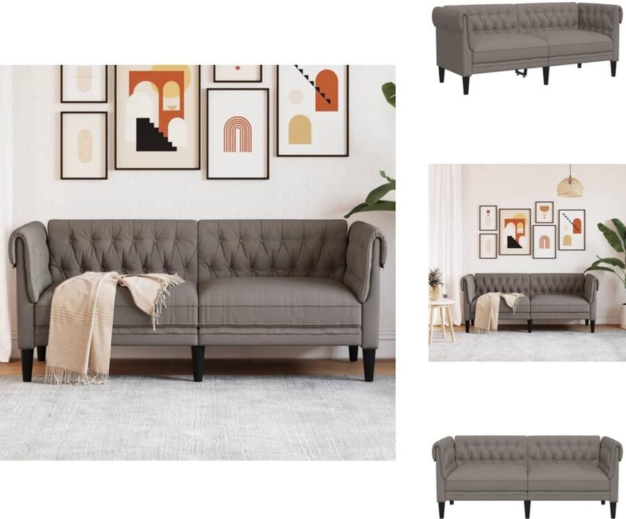 VidaXL 2-zitsbank 2-zitsbanken Bank Tweezitsbank Chesterfield-stijl stof taupe