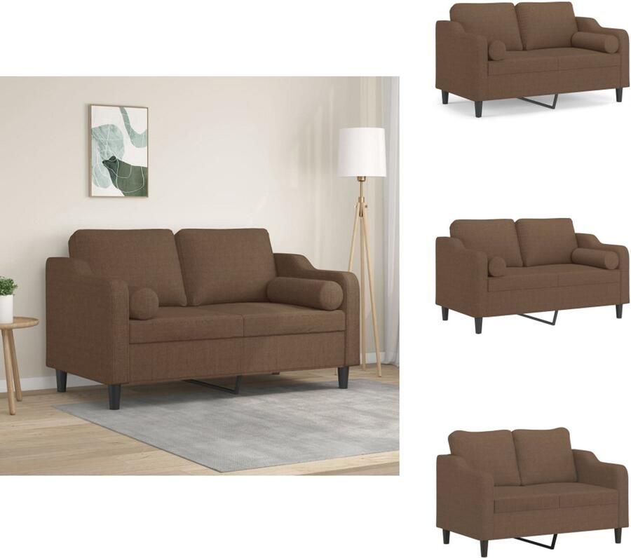 VidaXL 2-zitsbank 2-zitsbanken Tweezitsbank Bank Tweezitsbank met sierkussens 120 cm stof bruin