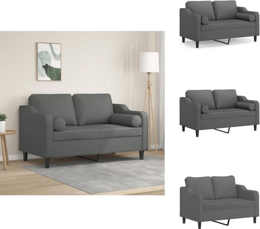 VidaXL 2-zitsbank 2-zitsbanken Tweezitsbank Bank Tweezitsbank met sierkussens 120 cm stof donkergrijs