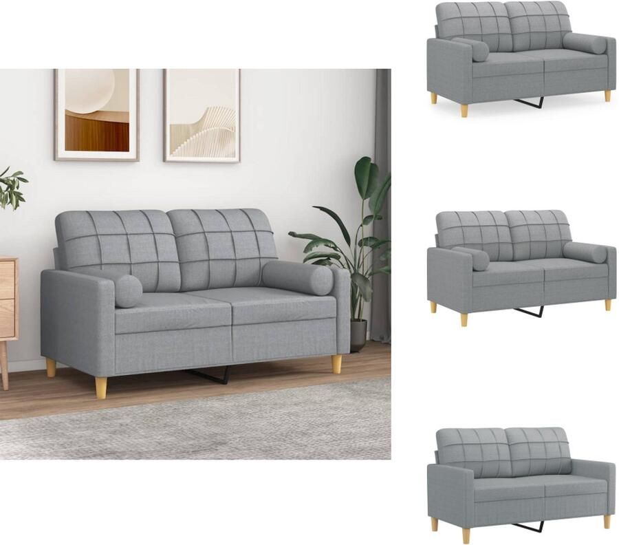 VidaXL 2-zitsbank 2-zitsbanken Tweezitsbank Bank Tweezitsbank met sierkussens 120 cm stof lichtgrijs