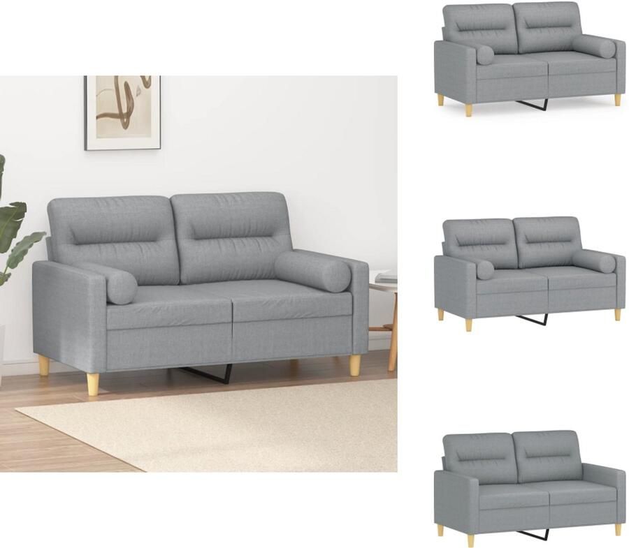 VidaXL 2-zitsbank 2-zitsbanken Tweezitsbank Bank Tweezitsbank met sierkussens 120 cm stof lichtgrijs