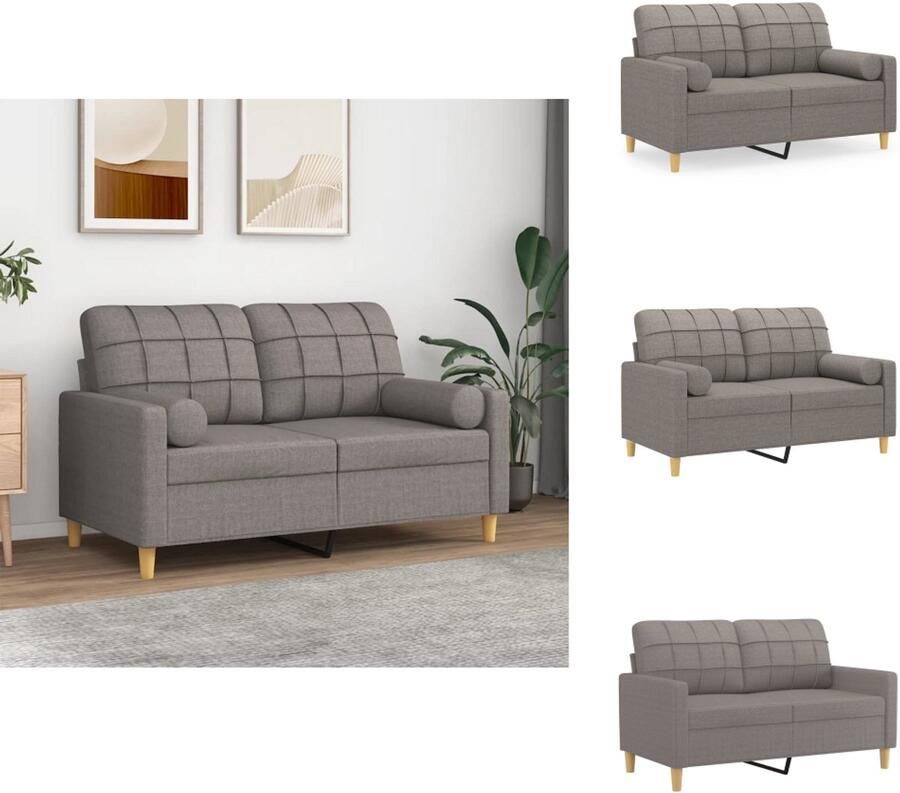 VidaXL 2-zitsbank 2-zitsbanken Tweezitsbank Bank Tweezitsbank met sierkussens 120 cm stof taupe