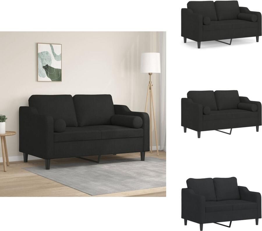 VidaXL 2-zitsbank 2-zitsbanken Tweezitsbank Bank Tweezitsbank met sierkussens 120 cm stof zwart