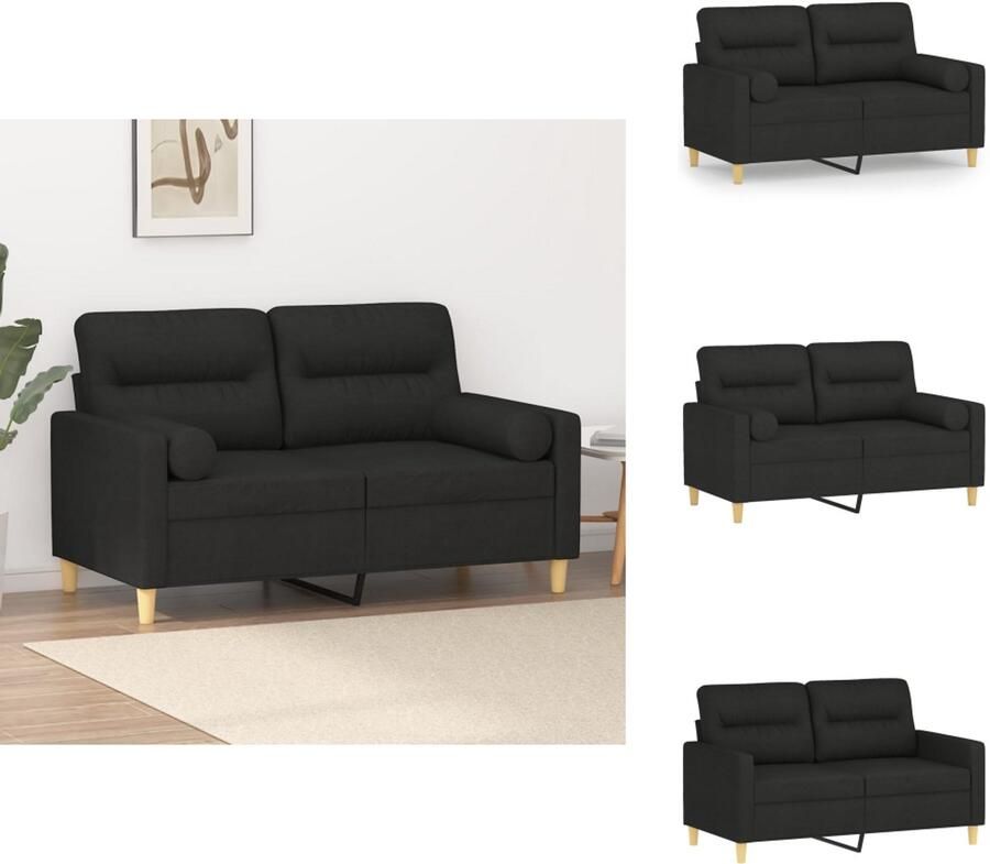 VidaXL 2-zitsbank 2-zitsbanken Tweezitsbank Bank Tweezitsbank met sierkussens 120 cm stof zwart