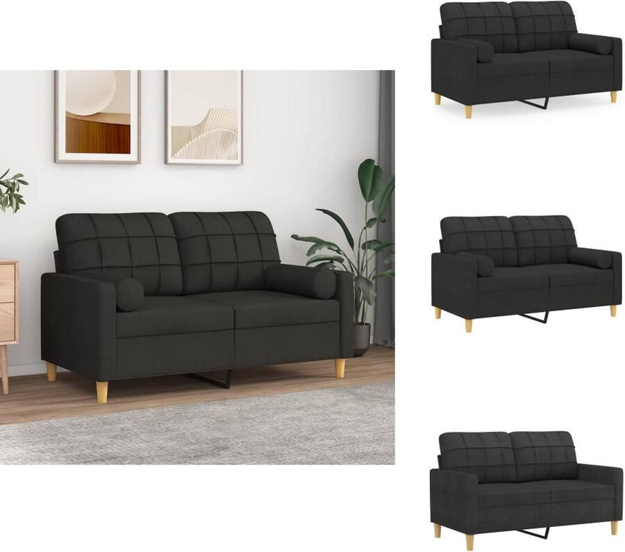 VidaXL 2-zitsbank 2-zitsbanken Tweezitsbank Bank Tweezitsbank met sierkussens 120 cm stof zwart