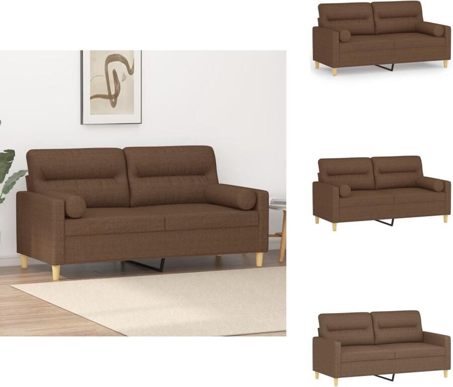 VidaXL 2-zitsbank 2-zitsbanken Tweezitsbank Bank Tweezitsbank met sierkussens 140 cm stof bruin