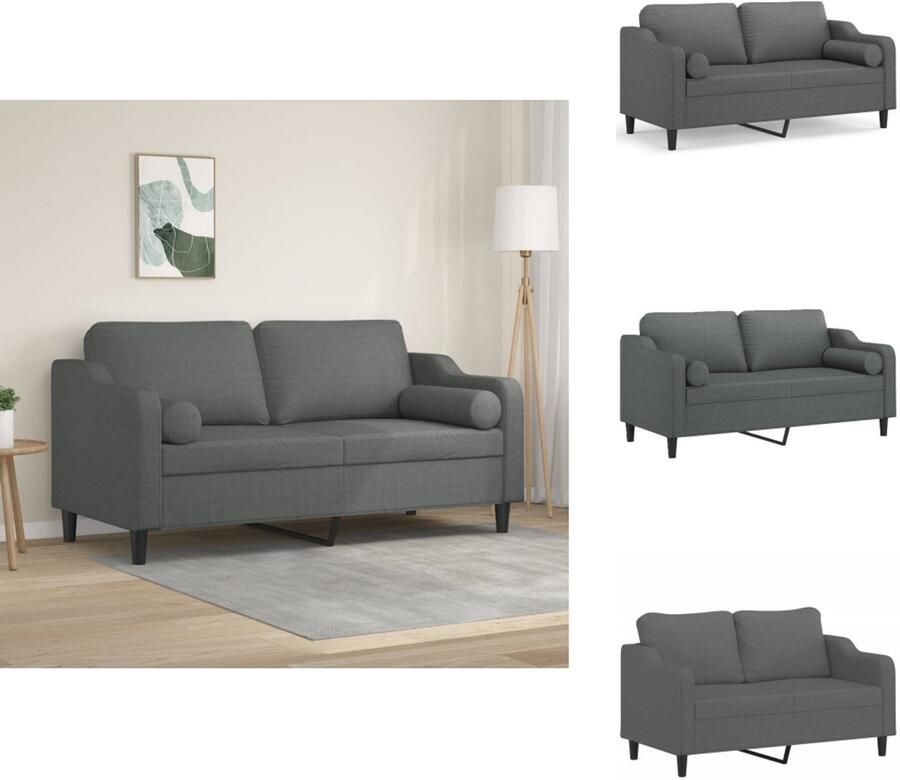 VidaXL 2-zitsbank 2-zitsbanken Tweezitsbank Bank Tweezitsbank met sierkussens 140 cm stof donkergrijs
