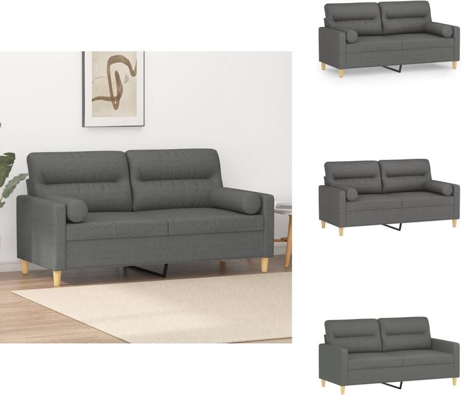 VidaXL 2-zitsbank 2-zitsbanken Tweezitsbank Bank Tweezitsbank met sierkussens 140 cm stof donkergrijs