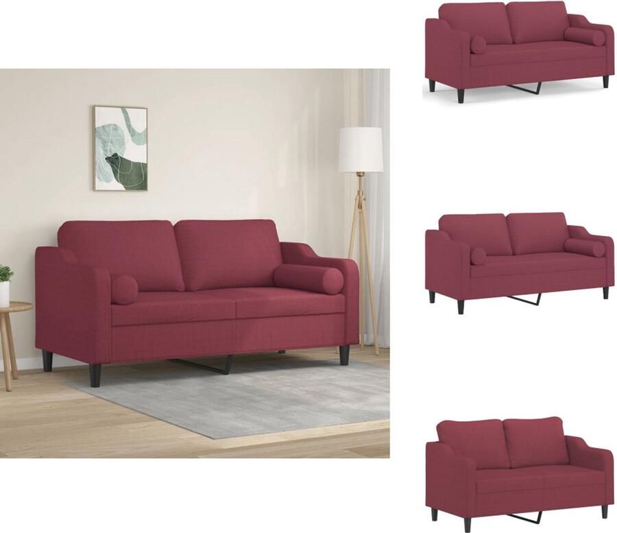 VidaXL 2-zitsbank 2-zitsbanken Tweezitsbank Bank Tweezitsbank met sierkussens 140 cm stof wijnrood