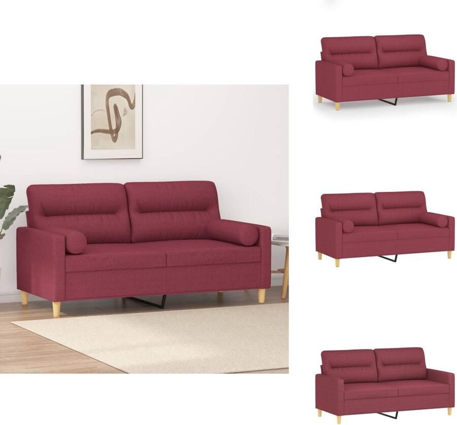 VidaXL 2-zitsbank 2-zitsbanken Tweezitsbank Bank Tweezitsbank met sierkussens 140 cm stof wijnrood