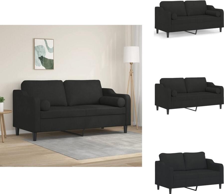 VidaXL 2-zitsbank 2-zitsbanken Tweezitsbank Bank Tweezitsbank met sierkussens 140 cm stof zwart