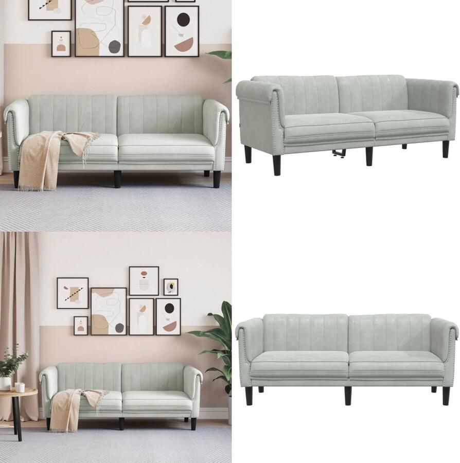VidaXL 2-zitsbank fluweel lichtgrijs 2-zitsbank 2-zitsbanken Bank Sofa