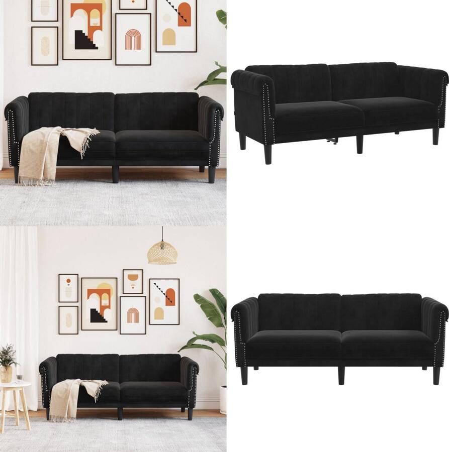 VidaXL 2-zitsbank fluweel zwart 2-zitsbank 2-zitsbanken Bank Sofa