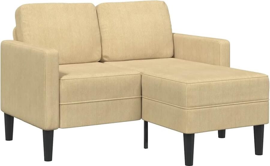 VidaXL 2-zitsbank met chaise L-vorm 125 cm linnen lichtgroen grijs