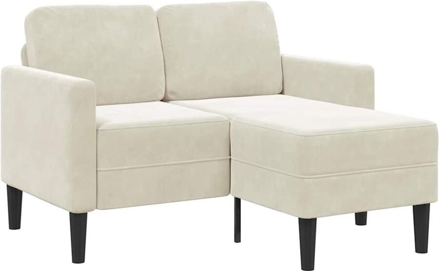 VidaXL 2-zitsbank met chaise L-vorm crèmekleurig 125 cm fluweel